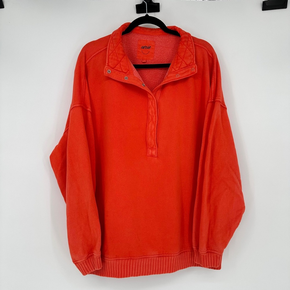 Aerie Vibrant Orange Getaway Quarter Snap Sweatshirt L
